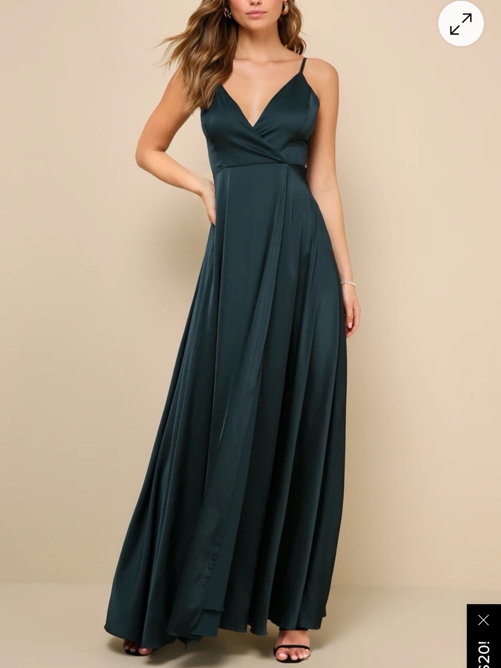Lulu's Emerald Wrap V-Neck Spaghetti Strap Maxi Dress